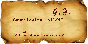 Gavrilovits Holló névjegykártya